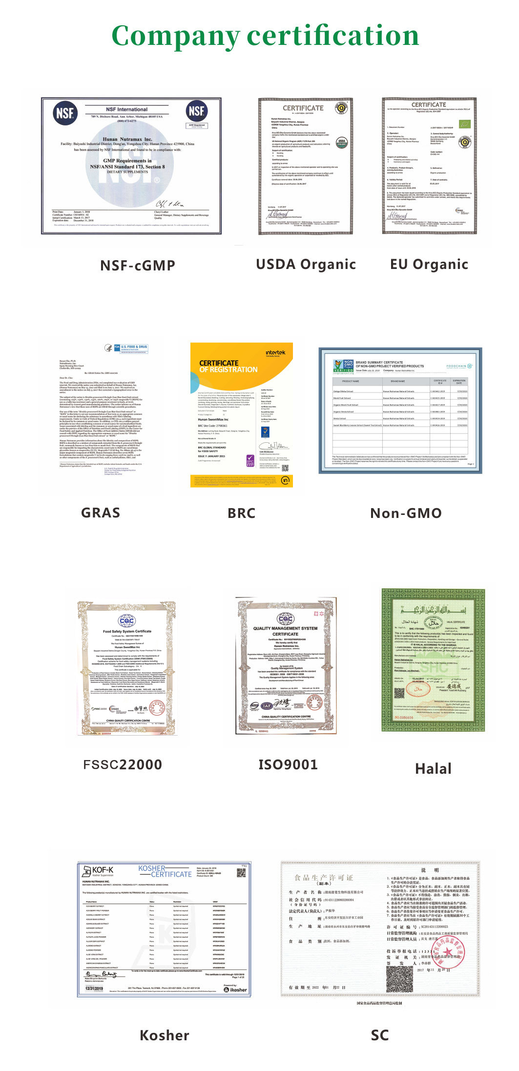 Certifiation Info